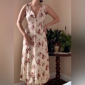 Beige off-white Floral Vintage Dress